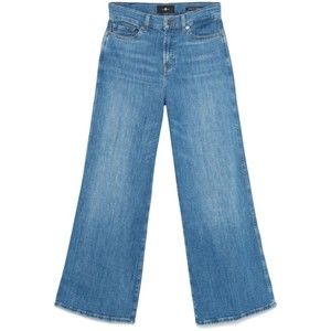7 For All Mankind Wide-Leg High-Waisted Blue Denim Jeans - NWT